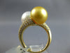 LARGE .93CT DIAMOND & AAA WHITE & GOLDEN SOUTH SEA PEARL 18K YELLOW GOLD 3D RING