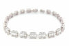 4.05CT DIAMOND 18KT WHITE GOLD 3D ROUND & BAGUETTE SQUARE FLORAL TENNIS BRACELET
