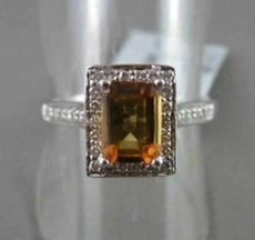 ESTATE WIDE 1.75CTW AAA CITRINE & DIAMOND 14KT WHITE GOLD RING