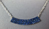 ESTATE WIDE .81CT AAA SAPPHIRE 18KT WHITE GOLD 3D 3 ROW CLASSIC BAR NECKLACE