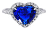 LARGE 12.85CT DIAMOND & AAA SAPPHIRE 18KT WHITE GOLD HEART SHAPE ENGAGEMENT RING