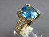 LARGE 6.99CT DIAMOND & AAA BLUE TOPAZ 14KT YELLOW GOLD CUSHION & ROUND FUN RING