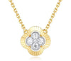 ESTATE .19CT DIAMOND 14K YELLOW GOLD ROUND 5 STONE FILIGREE FLOWER LOVE NECKLACE