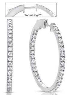 1.63CT DIAMOND 14KT WHITE GOLD 3D INSIDE OUT FOUR PRONG HOOP HANGING EARRINGS