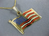 ESTATE LARGE 14KT YELLOW GOLD 3D HANDCRAFTED ENAMEL AMERICAN FLAG PENDANT #25299