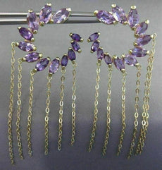 ESTATE LARGE 10.0CT AAA AMETHYST 14K YELLOW GOLD FLOWER JOURNEY HANGING EARRINGS