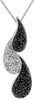 ESTATE .51CT WHITE & BLACK DIAMOND 14K WHITE GOLD 3D MULTI TEAR DROP FUN PENDANT