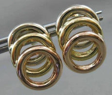 ESTATE LARGE 14K WHITE YELLOW & ROSE GOLD CIRCLE OF LIFE HANGING EARRINGS #22755