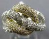 ESTATE LARGE 3.74CT DIAMOND 14KT 2 TONE GOLD 3D MULTI ROW LOVE KNOT LOVE RING