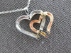 ESTATE .06CT DIAMOND 14KT WHITE & ROSE GOLD DOUBLE HEART LOVE FLOATING PENDANT