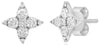 ESTATE .51CT DIAMOND 14KT WHITE GOLD 3D ROUND STAR FLOWER STUD EARRINGS