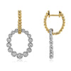 .71CT DIAMOND 18KT 2 TONE GOLD ROUND GRADUATING CIRCULAR MULTI BEAD FUN EARRINGS