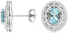 1.59CT DIAMOND & AAA AQUAMARINE 14KT WHITE GOLD OVAL & ROUND FILIGREE EARRINGS