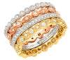 LARGE 1.61CT DIAMOND 18KT TRI COLOR GOLD 3D FILIGREE STACKABLE ANNIVERSARY RING