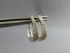 ESTATE .33CT DIAMOND 14KT WHITE GOLD CLASSIC 2 ROW OVAL HUGGIE HANGING EARRINGS