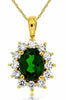 ESTATE 1.93CT DIAMOND & AAA RUSSALITE 14KT YELLOW GOLD 3D OVAL FLOWER PENDANT