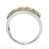 WIDE 1.13CT WHITE & CANARY DIAMOND 18KT 2 TONE GOLD FIVE STONE ANNIVERSARY RING