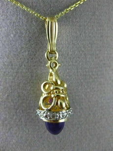 ESTATE LARGE 1.5CT DIAMOND & AAA AMETHYST 14K YELLOW GOLD BUTTERFLY LOVE PENDANT