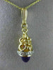 ESTATE LARGE 1.5CT DIAMOND & AAA AMETHYST 14K YELLOW GOLD BUTTERFLY LOVE PENDANT