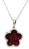 ESTATE .95CT DIAMOND & AAA RUBY 18KT WHITE GOLD 3D FLOWER FLOATING PENDANT