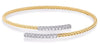 .59CT DIAMOND 14KT 2 TONE GOLD ROUND DOUBLE BAR CRISS CROSS CUFF BANGLE BRACELET