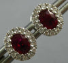 1CT DIAMOND & AAA RUBY 18KT WHITE GOLD OVAL & ROUND FLOWER CLASSIC STUD EARRINGS