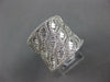 LARGE 2.18CT DIAMOND 14K WHITE GOLD ROUND & BAGUETTE MULTI ROW DIAGONAL FUN RING