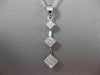 ESTATE LARGE .75CT DIAMOND 14K WHITE GOLD 3D THREE STONE FLOATING PENDANT #19036