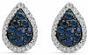 ESTATE .85CT DIAMOND & AAA SAPPHIRE 18K WHITE & BLACK GOLD CLUSTER STUD EARRINGS