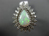 ANTIQUE LARGE 3.45CT OLD MINE DIAMOND & OPAL 14KT WHITE GOLD TEAR DROP RING #820