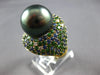 5.68CT DIAMOND & AAA MULTI COLOR GEM & AAA TAHITIAN PEARL 18KT YELLOW GOLD RING