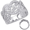 WIDE .90CT DIAMOND 14KT WHITE GOLD 3D INFINITY CRISS CROSS CRESCENT CROWN RING