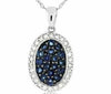 ESTATE .97CT DIAMOND & AAA SAPPHIRE 14KT WHITE GOLD 3D CLUSTER OVAL HALO PENDANT