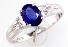 1.10CT DIAMOND & AAA SAPPHIRE 14KT WHITE GOLD OVAL & ROUND FRIENDSHIP LOVE RING