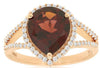 LARGE 4.60CT DIAMOND & AAA GARNET 14KT ROSE GOLD 3D PEAR SHAPE ENGAGEMENT RING