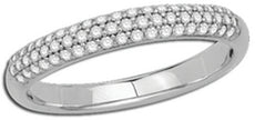 .25CT DIAMOND 14KT WHITE GOLD CLASSIC 3 ROW PAVE SEMI ETERNITY ANNIVERSARY RING