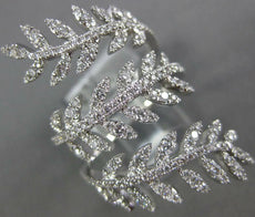 ESTATE EXTRA LARGE .98CT DIAMOND 18KT WHITE GOLD MULTI LEAF CRISS CROSS FUN RING