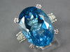 LARGE 16.06CT DIAMOND & AAA BLUE TOPAZ 14KT WHITE GOLD 3D OVAL & ROUND FUN RING