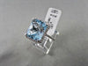 ESTATE WIDE SQUARE AAA BLUE TOPAZ & DIAMOND 8.46CTW 14KT WHITE GOLD RING
