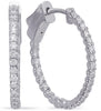 ESTATE .55CT DIAMOND 14KT WHITE GOLD 3D CLASSIC INSIDE OUT HOOP HANGING EARRINGS