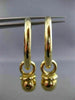 ESTATE 14KT YELLOW GOLD 3D CLASSIC BELL CHARM HANGING HOOP EARRINGS 3mm #25678