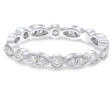 .38CT DIAMOND 14KT WHITE GOLD 3D ROUND FILIGREE MARQUISE SHAPE ANNIVERSARY RING