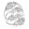 ESTATE LARGE 1.53CT DIAMOND 14KT WHITE GOLD 3D CLUSTER MULTI ROW LEAF RING
