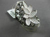 ANTIQUE MASSIVE 1.69CT DIAMOND 18KT BLACK & WHITE GOLD 3D FLORAL ETOILE RING