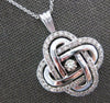 ESTATE LARGE 1.16CT DANCING DIAMOND 14KT WHITE GOLD 3D LOVE KNOT FLOWER PENDANT