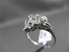 ANTIQUE WIDE .75CT OLD MINE DIAMOND 14KT WHITE GOLD FLORAL MILGRAIN RING #21956