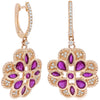 2.25CT DIAMOND & AAA RUBY 14KT ROSE GOLD PEAR SHAPE & ROUND FUN HANGING EARRINGS