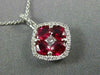 ESTATE 2.10CT DIAMOND & AAA RUBY 18KT WHITE GOLD SQUARE FLOWER FLOATING PENDANT