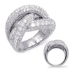 LARGE 3.35CT DIAMOND 14KT WHITE GOLD MULTI ROW CRISS CROSS LOVE KNOT FUN RING