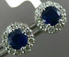 ESTATE 1.45CT DIAMOND & AAA SAPPHIRE 14KT WHITE GOLD ROUND FLOWER STUD EARRINGS